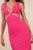 A-List Beauty Hot Pink Rhinestone Cutout Maxi Dress sold by Lulus