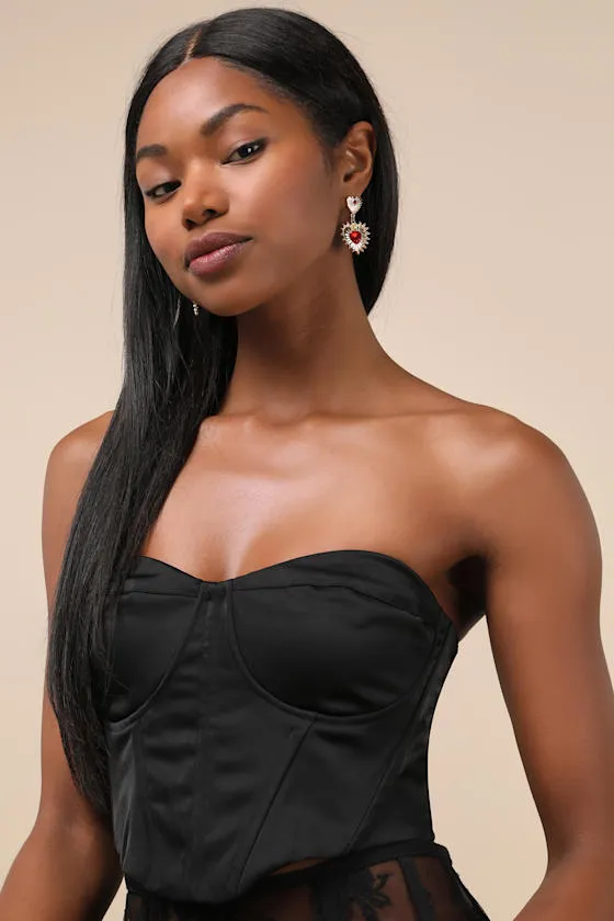 Radiant Sensation Gold Rhinestone Heart Drop Earrings sold by Lulus product image thumbnail 3