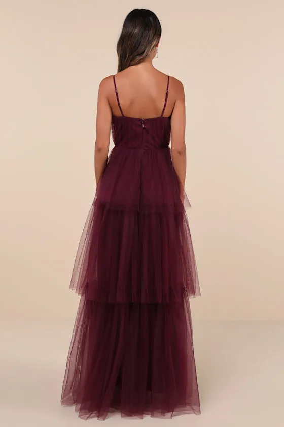 Unforgettable Poise Plum Purple Tulle Bustier Tiered Maxi Dress sold by Lulus product image thumbnail 2