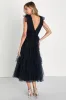 Flawless Arrival Navy Blue Tulle Tie-Strap Tiered Maxi Dress sold by Lulus