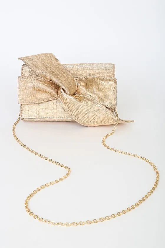 Perfect Retreat Bronze Woven Bow Clutch sold by Lulus product image thumbnail 2