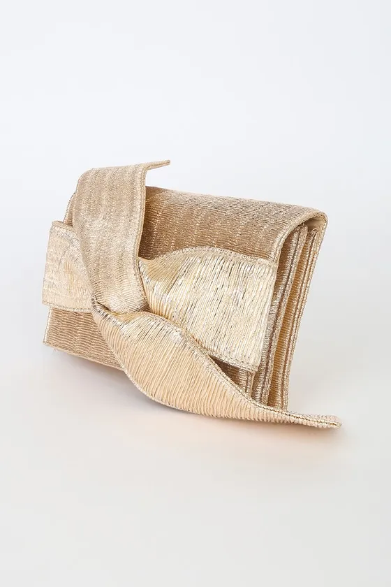 Perfect Retreat Bronze Woven Bow Clutch sold by Lulus product image thumbnail 3