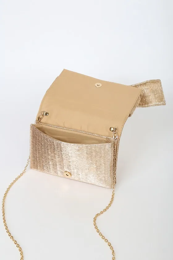 Perfect Retreat Bronze Woven Bow Clutch sold by Lulus product image thumbnail 4