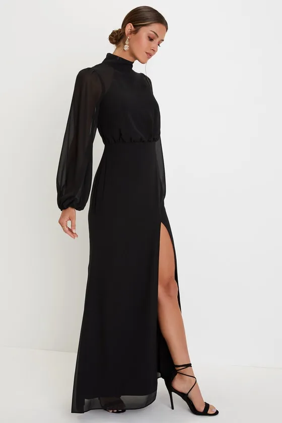 Graceful Entrance Black Long Sleeve Backless Maxi Dress sold by Lulus product image thumbnail 4