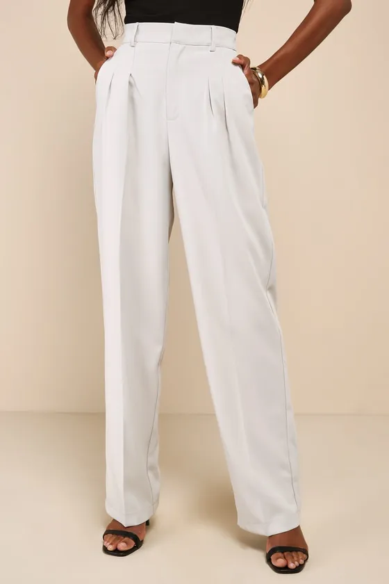 Chic Mindset Light Sage High-Rise Wide-Leg Trouser Pants sold by Lulus product image thumbnail 2