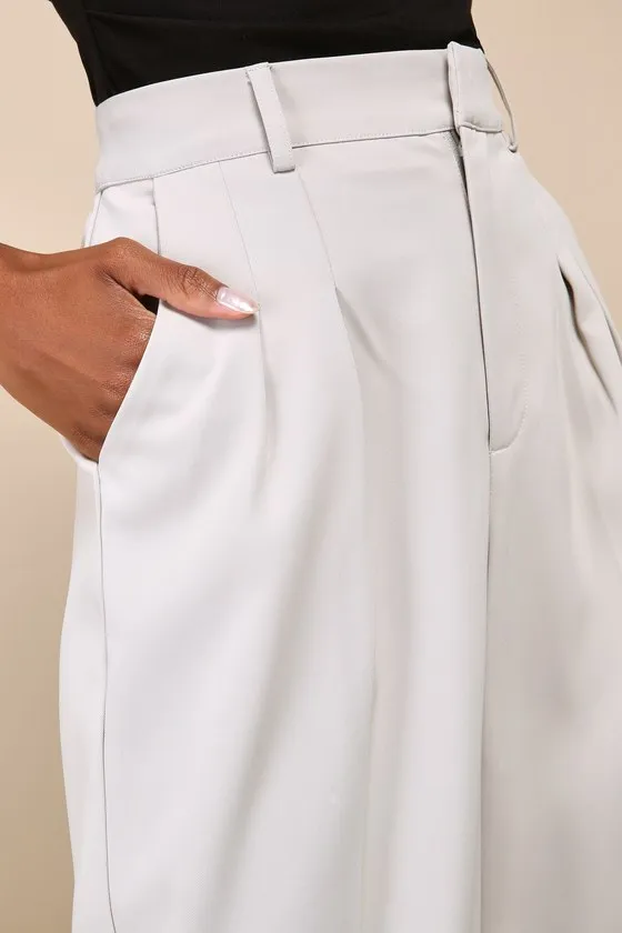 Chic Mindset Light Sage High-Rise Wide-Leg Trouser Pants sold by Lulus product image thumbnail 4