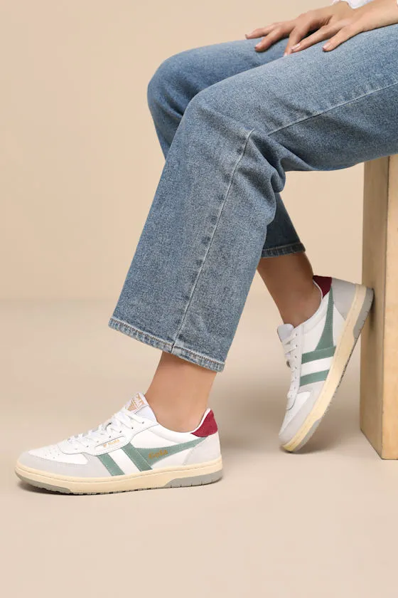 Hawk White and Green Mist Color Block Suede Sneakers sold by Lulus