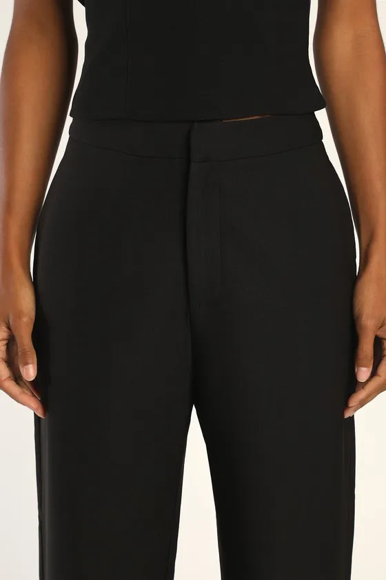 Flair for the Fabulous Black Feather Straight Leg Pants sold by Lulus product image thumbnail 3