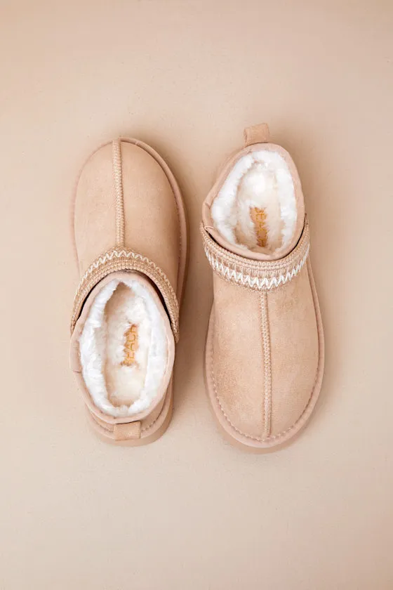Storm Natural Suede Faux Fur Flatform Mules sold by Lulus product image thumbnail 2