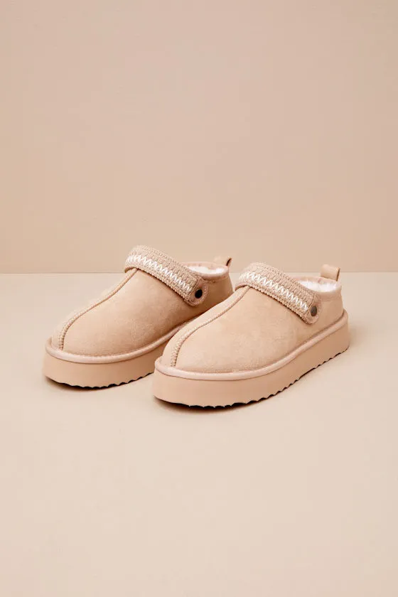 Storm Natural Suede Faux Fur Flatform Mules sold by Lulus product image thumbnail 3