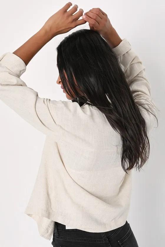 Everyday Enjoyment Beige Lightweight Linen Jacket sold by Lulus product image thumbnail 4