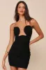 Enticing Always Black Mesh Strapless Cutout U-Bar Mini Dress sold by Lulus