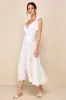 Elegant Direction Ivory Embroidered Ruffled Tie-Strap Midi Dress sold by Lulus