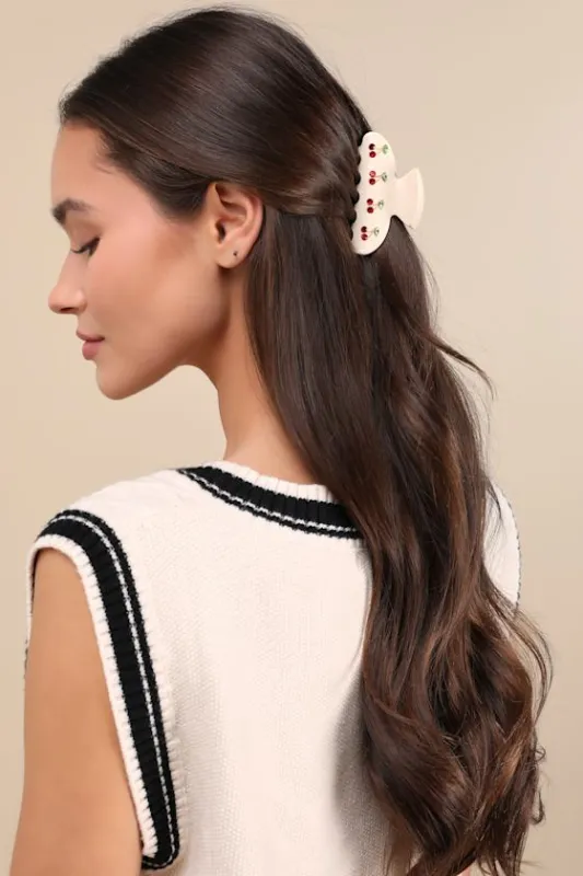 Poised Pickings Black and Cream Cherry Claw Hair Clip Set sold by Lulus