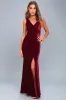 Crushin' It Burgundy Velvet Maxi Dress sold by Lulus