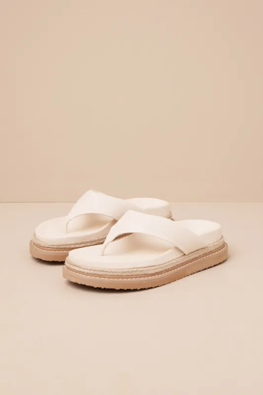 Amaya Bone Raffia Flatform Flip Flops sold by Lulus