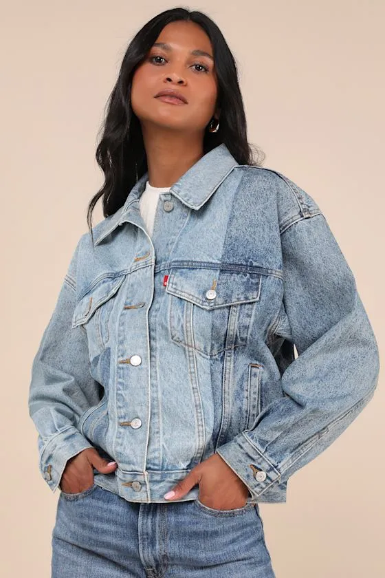 90s Crafted Trucker Medium Wash Denim Jacket sold by Lulus