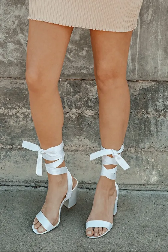 Alta Ivory Satin Lace-Up Heels sold by Lulus product image thumbnail 3