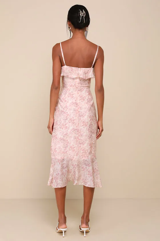 Cherished Sweetheart Dusty Pink Floral Bustier Midi Dress sold by Lulus product image thumbnail 3