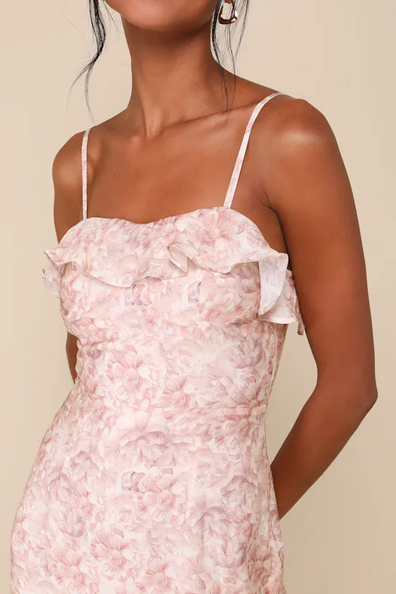 Cherished Sweetheart Dusty Pink Floral Bustier Midi Dress sold by Lulus product image thumbnail 4