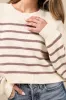 Comfortable Cuteness Cream and Mauve Striped Cropped Sweater sold by Lulus