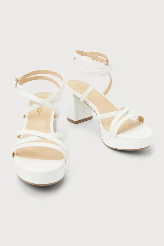 Lexia White Platform Ankle Strap High Heel Sandals sold by Lulus product image thumbnail 4