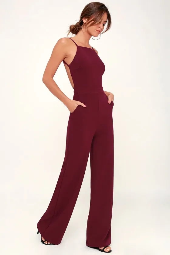 Something to Behold Burgundy Jumpsuit sold by Lulus product image thumbnail 3