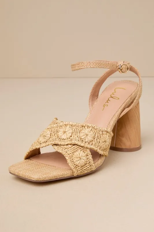 Chaya Natural Raffia Ankle Strap High Heel Sandals sold by Lulus
