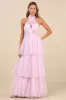 Camie Light Pink Tulle Sequin Bustier Maxi Dress sold by Lulus