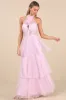 Camie Light Pink Tulle Sequin Bustier Maxi Dress sold by Lulus