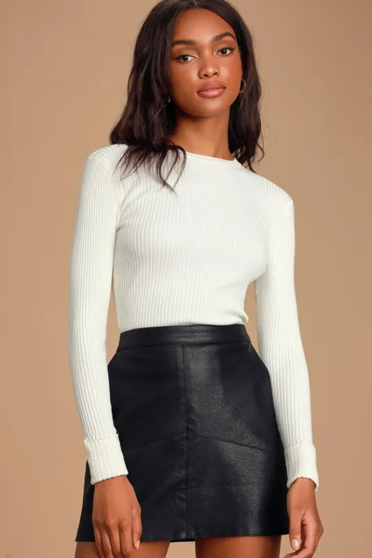 Karlee Ivory Ribbed Knit Long Sleeve Sweater Top sold by Lulus