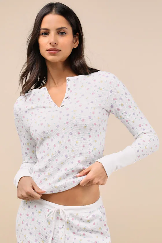 Nate White Floral Waffle Knit Top sold by Lulus product image thumbnail 2