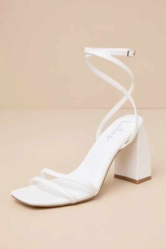 Tinslie White Strappy High Heel Sandals sold by Lulus