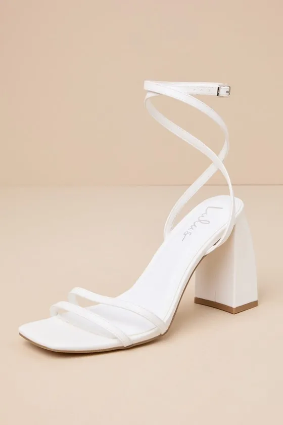 Tinslie White Strappy High Heel Sandals sold by Lulus
