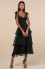 Glamorous Sweetie Black Burnout Tie-Strap Bustier Midi Dress sold by Lulus