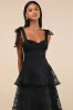 Glamorous Sweetie Black Burnout Tie-Strap Bustier Midi Dress sold by Lulus