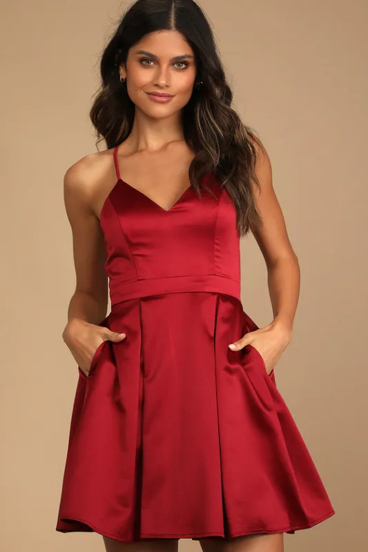 Be With You Wine Red Skater Dress sold by Lulus