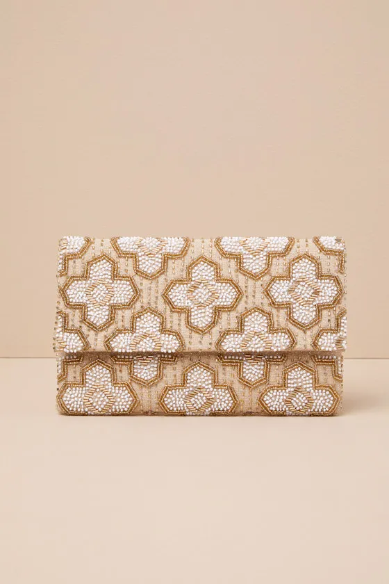 Exceptional Gleam Gold Beaded Clutch sold by Lulus