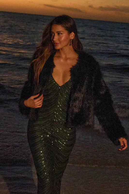 Like a Movie Star Hunter Green Sequin Bodycon Midi Dress sold by Lulus