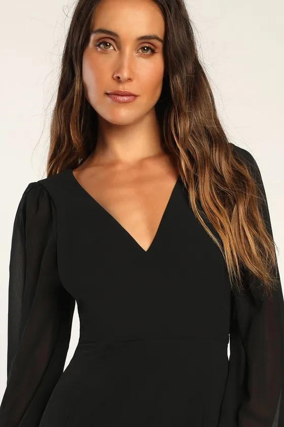 Tier Elegance Black Long Sleeve Tiered Maxi Dress sold by Lulus product image thumbnail 3