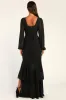 Tier Elegance Black Long Sleeve Tiered Maxi Dress sold by Lulus