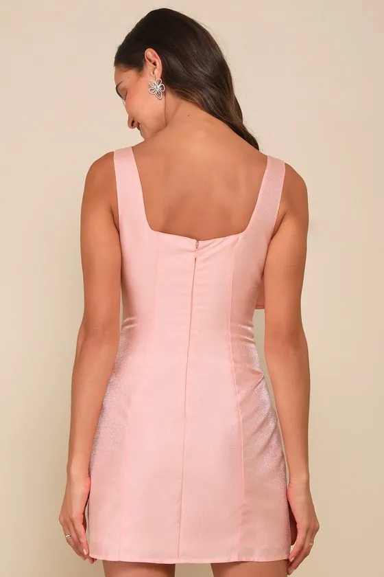 Exceptionally Precious Shiny Peach Pink Ribbon Bow Mini Dress sold by Lulus product image thumbnail 3
