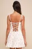 Meadow Vibes Cream Floral Tie-Strap Lace-Up Pleated Mini Dress sold by Lulus