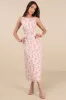 Charismatic Days Pink Floral Cowl Back Midi Dress sold by Lulus