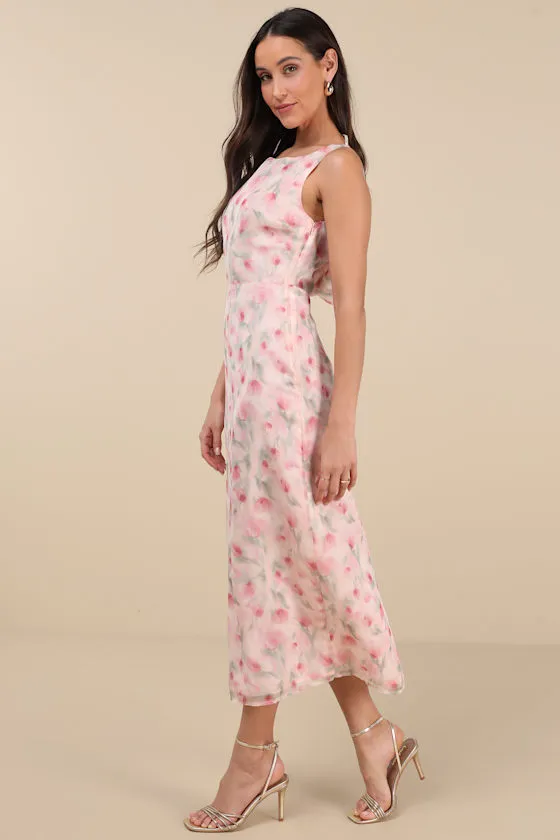 Charismatic Days Pink Floral Cowl Back Midi Dress sold by Lulus product image thumbnail 2