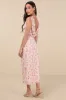 Charismatic Days Pink Floral Cowl Back Midi Dress sold by Lulus
