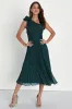 Special Charm Teal Pleated Swiss Dot One-Shoulder Midi Dress sold by Lulus