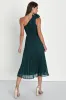 Special Charm Teal Pleated Swiss Dot One-Shoulder Midi Dress sold by Lulus