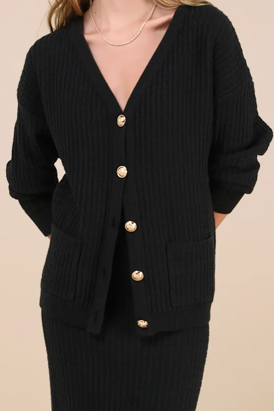 Toasty Sophistication Black Two-Piece Cardi Sweater Midi Dress sold by Lulus product image thumbnail 2