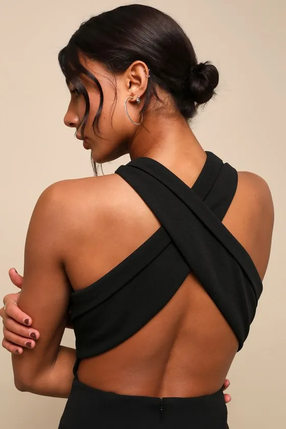 Head to Cocktail Hour Black Halter Neck Maxi Dress sold by Lulus product image thumbnail 4